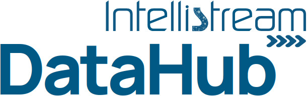 A logo of a modern IntelliStream DataHub Data Platform